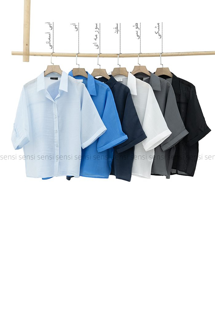 شومیز شیشه ای آستین چاک کد1005597